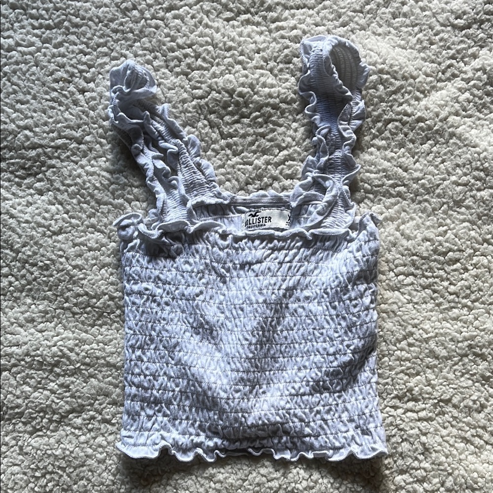 Hollister Women's White Smocked Crop Top